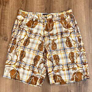 NEW Phat Farm Classics Retro Plaid Leaf Shorts Men's 40